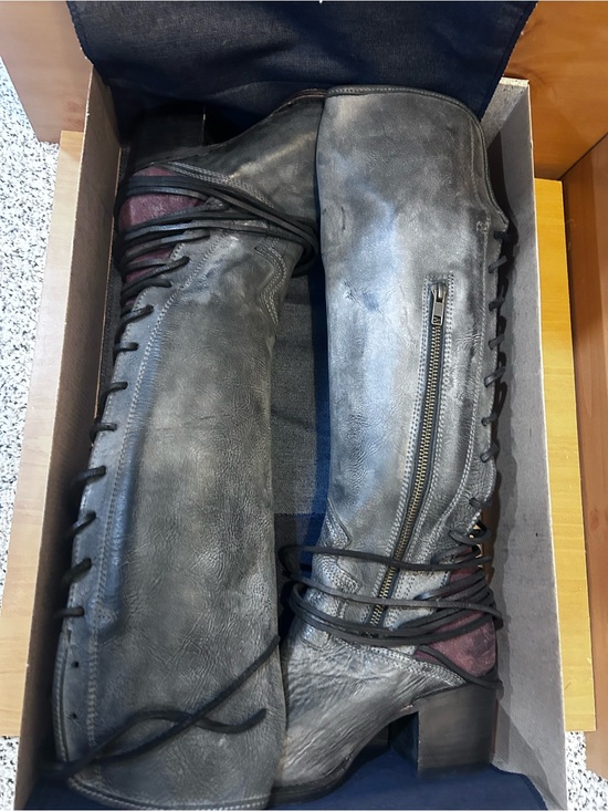 freebird Shoes - Freebird by Steven Coal Black Leather Tall Boots Size 8